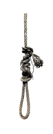 isolated old rope loop on white backgroundの写真素材