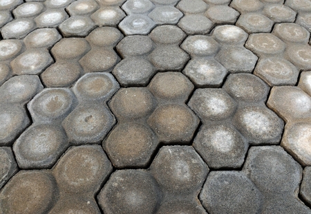 dirty old gray brick walkway for backgroundの写真素材