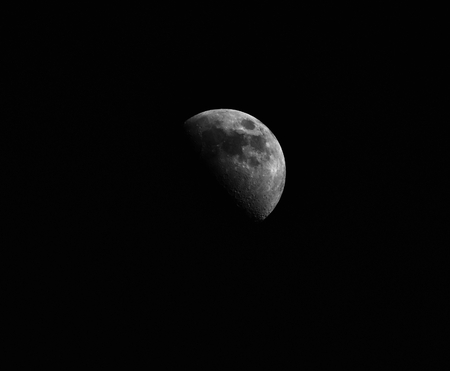 half moon in darkness for backgroundの写真素材
