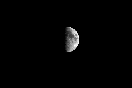 half moon in darkness for backgroundの写真素材