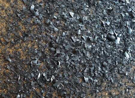 metal dust on dirty concrete groundの写真素材