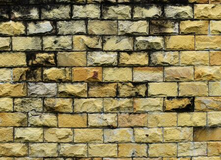 Dirty and old yellow brick wall for backgroundの写真素材