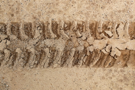 tire track on soil for backgroundの写真素材