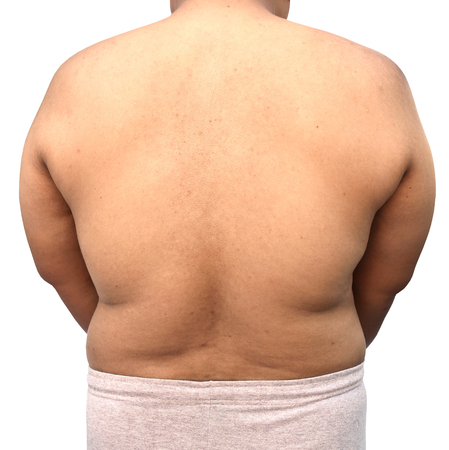 fat body of man on white backgroundの写真素材