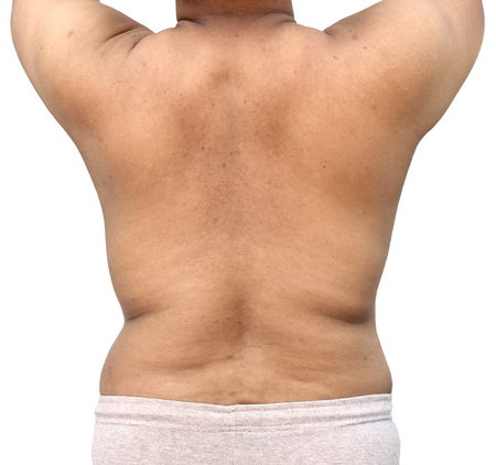 fat body of man on white backgroundの写真素材