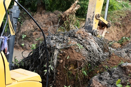 backhoe dig groundの写真素材