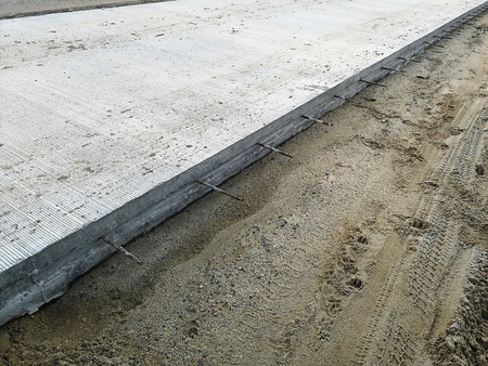 detail concrete road and dirty groundの写真素材