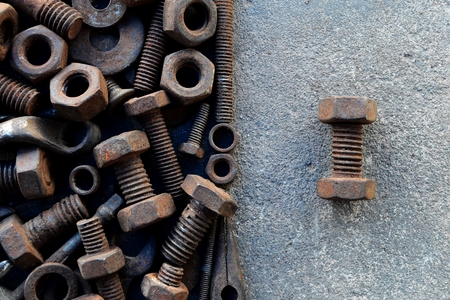 many rust steel on cement groundの写真素材