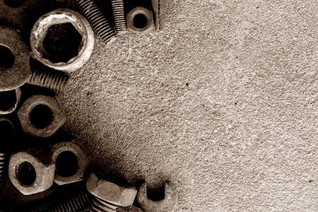many rust steel on cement groundの写真素材
