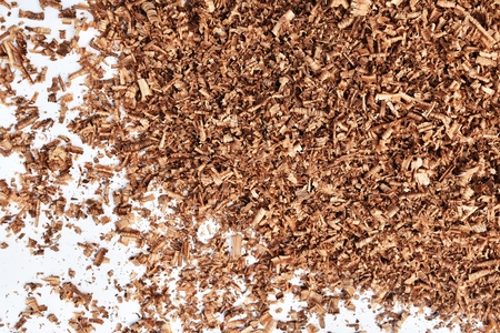 lots of brown wood saw dustの写真素材