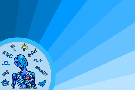 blue robot and blue backgroundのイラスト素材