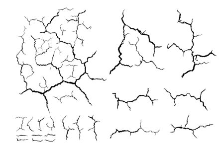 lots lines of crack ground for abstract background on white backgroundのイラスト素材