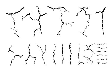 details many lines of crack ground for abstract background on white backgroundのイラスト素材