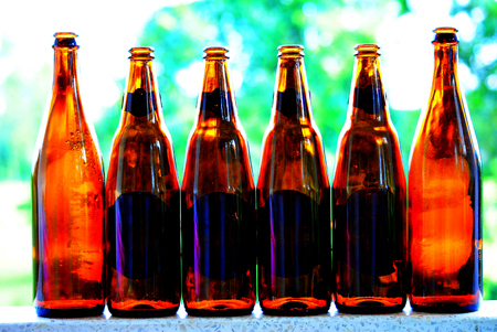 background of bottles lined up neatly.の写真素材
