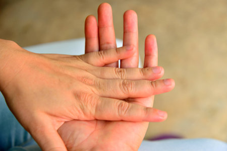 Thailand one hundred baht  banknotes in hand represent the Thai financial and monetary related.の写真素材