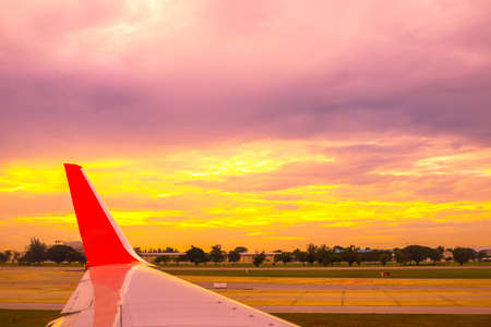 Clouds and sky as seen through window of an aircraft.の写真素材