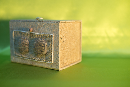 Vintage box in smooth tone.green background.の写真素材