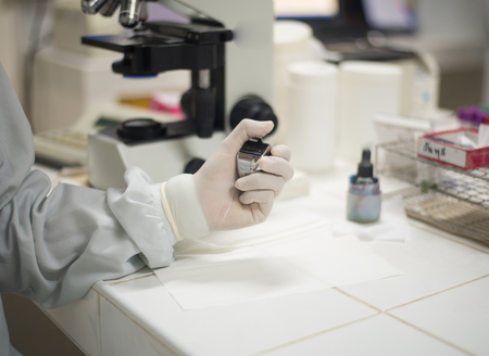 Scientist working at the laboratoryの写真素材