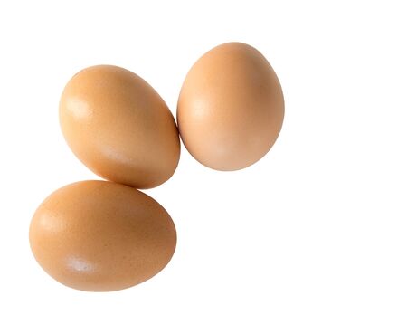 three eggs isolated on white backgroundの写真素材