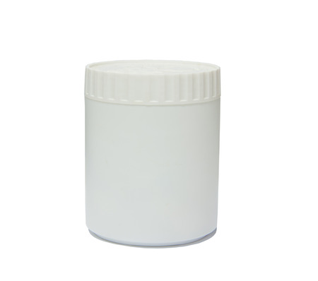 medicine white pill bottle isolated on a white backgroundの写真素材