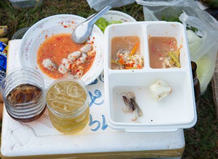 Tourist tent in forest camp food&drinkの写真素材