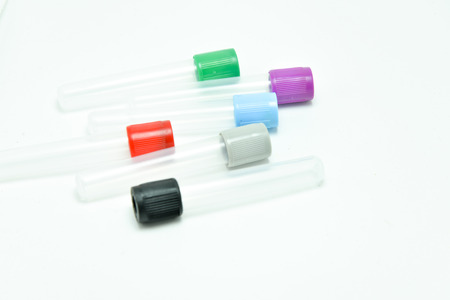Test tubes, isolated on white backgroundの写真素材