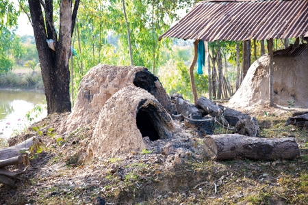 charcoal in ground stoveの写真素材