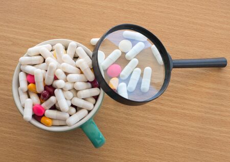 diferent Tablets pills capsule heap mix therapy drugs doctor flu antibiotic pharmacy medicine...