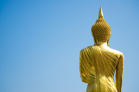 Big Buddha statue on blue sky background.の写真素材