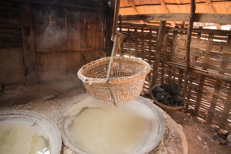 Traditional Salt making in,Bo Kluea ,Nan Province, Thailand.の写真素材