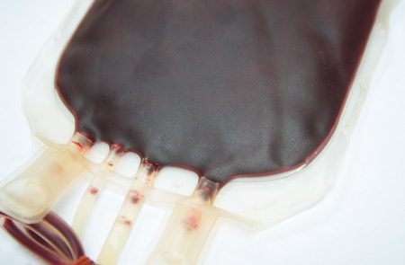bag of blood and plasma isolated on white backgroundの写真素材