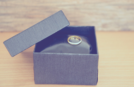 ring in box in vintage tone.