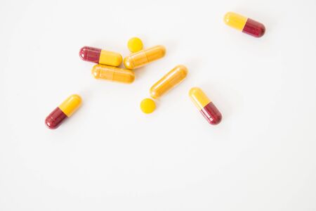 diferent Tablets pills capsule heap mix therapy drugs doctor flu antibiotic pharmacy medicine medicalの写真素材
