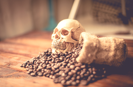 skull with beansの写真素材