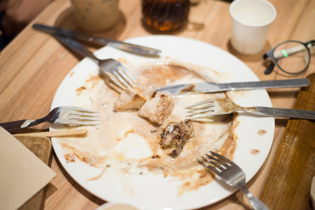 empty plate, dirty after the meal is finishedの写真素材
