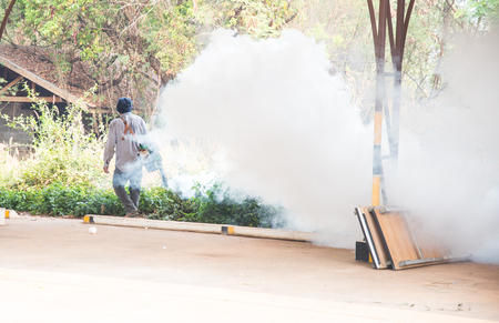 spraying chemical for an outbreak of dengue feverの写真素材