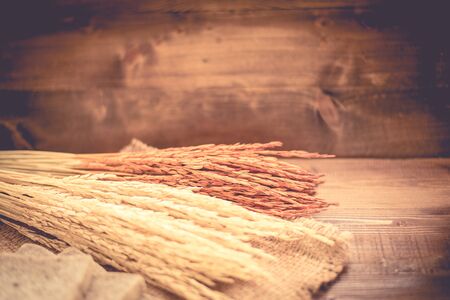 whole grains in red tone.の写真素材