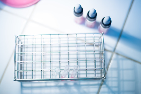 Blurred scientist working in laboratory.の写真素材