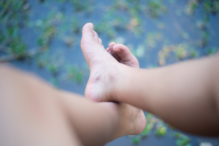 feet playing and having fun timeの写真素材