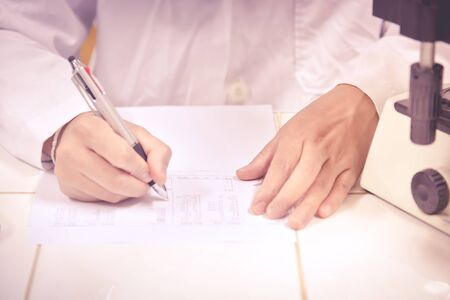 Doctor working in pink tone.の写真素材