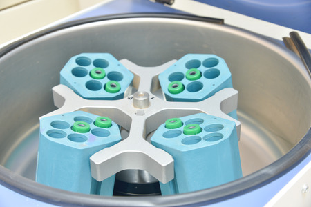 blood tubes in the laboratory centrifugeの写真素材