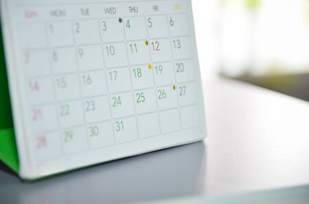 Blurred calendar page