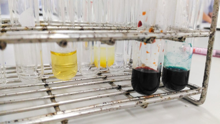 science laboratory test tubes , laboratory equipmentの写真素材