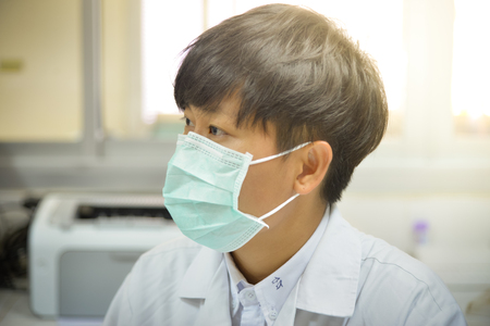 asia scientist working in biological laboratory.の写真素材
