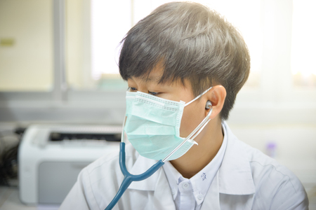 asia scientist working in biological laboratory.の写真素材
