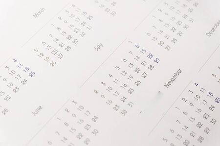 Blurred calendar pageの写真素材