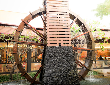 Wooden turbine in public parkの写真素材