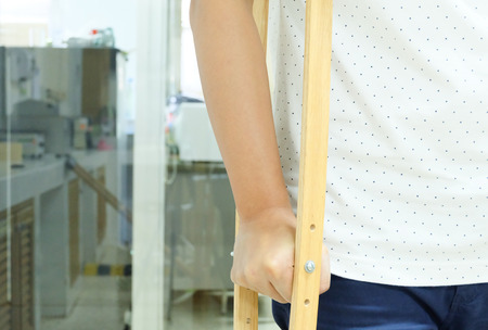 patient on crutchesの写真素材