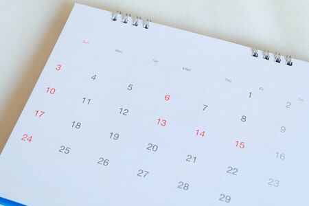 calendar page in white tone.の写真素材