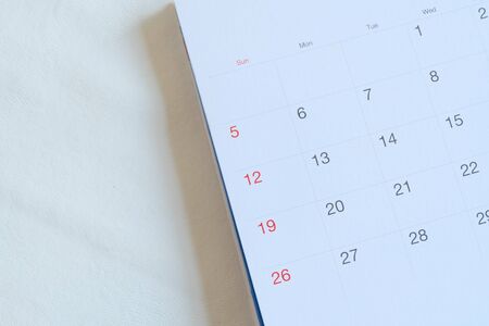 calendar page in white tone.の写真素材